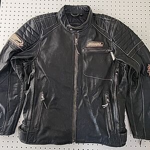 Harley Davidson Screamin Eagle Leather Jacket Mens XL Distressed Look Vented